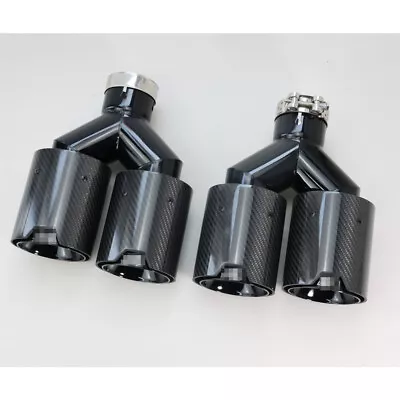 63mm In 101MM Out For BMW Dual Car Exhaust TWIN End Tail Pipe Tips Carbon Fiber • $202.99