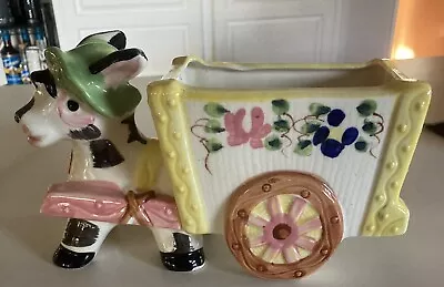 Vintage Donkey  Wagon Planter JAPAN Ceramic Succulent Pot • $15