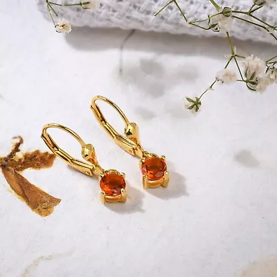 Mexican Fire Opal Earring In Yellow Gold Palted Sterling Silver For Women • $74.99