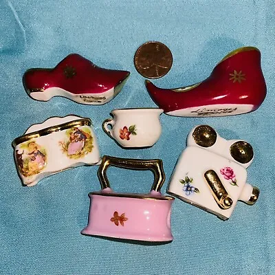 Lot Of 6 Vintage Limoges France Miniature Porcelain Iron Boots Pot Movie Camera • $22
