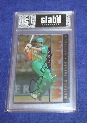 1996 Matthew Hayden Futera ODI Weapons Genuine Autographed Slabbed Cricket Card • $34.95