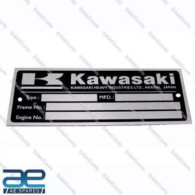 Kawasaki Blank Data Plate ID Tag Frame Vintage Kawasaki Z1 Z900 Z1 KZ900 Z11 S2u • $29.05