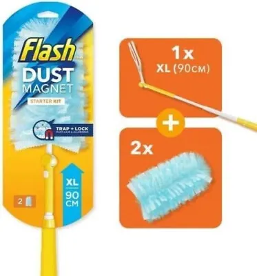 £11.99 • Buy Flash Duster Dust Magnet XL 90cm Starter Kit Handle With 2 Refills-Free Delivery
