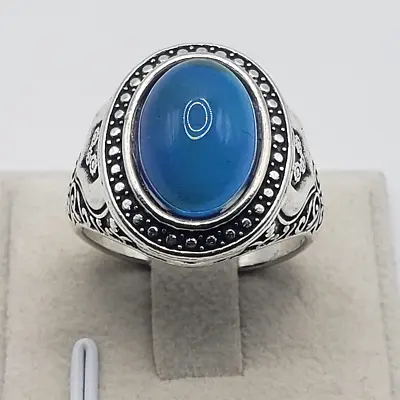 Men'& Women's Antique Mood Ring Silver  Emotion Feeling Stone Color Change • $15.99