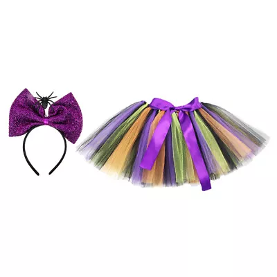  Halloween Tutu Skirt Pirate Gothic Costume Headband For Girls Layered Tulle • $23.11