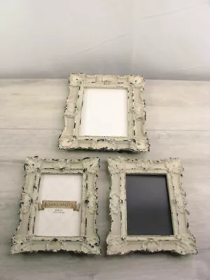 Faux Antique Picture Photo Frames Lot Of 3 White Distressed French Vintage  • $25.99