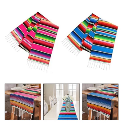 £16.13 • Buy 2pcs Beach Towel Fringe Cotton Table Runner Mexican Serape Blanket