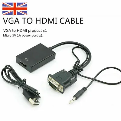£6.15 • Buy VGA INPUT To HDMI OUTPUT Video Audio Converter Cable Adapter 1080 For TV PC DVD