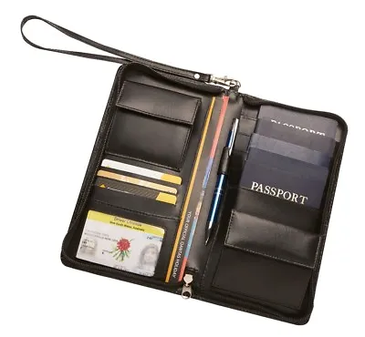 $35 • Buy Leather Family RFID Passport Travel Wallet + Free Luggage Tag