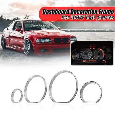 For BMW E46 1999-06 4PCS Chrome Gauge Cluster Dashboard Rings Bezel Speedometer • $12.99