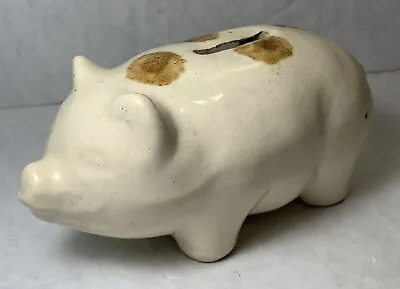 Bennington Piggy Ceramic Bank Cream With Brown Spots Antique! Unique! • $15