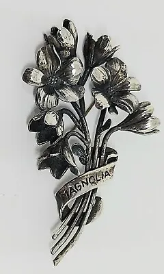 Vintage Guglielmo Cini Sterling Pin Brooch Magnolia Flower Zodiac Cancer • $50