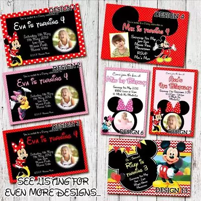 'You PRINT & SAVE' Photo MICKEY MOUSE MINNIE MOUSE Birthday Invitations Digital • $4.83