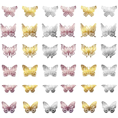 $3.12 • Buy Wall Art Gold/Silver/Rosegold Hollow Butterflies Decals 3D Butterfly Stickers