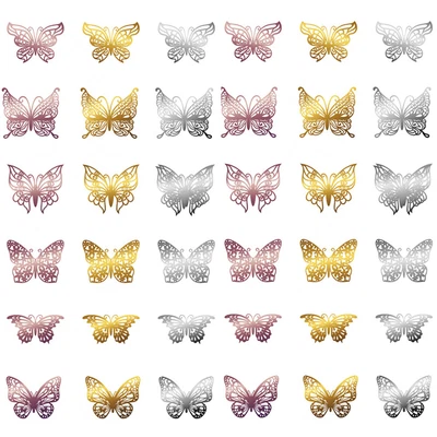 $3.12 • Buy Wall Art Gold/Silver/Rosegold Hollow Butterflies Decals 3D Butterfly Stickers