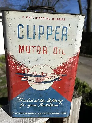 Rare Clipper Motor Oil 8 Imperial Quart Oil Can Plane Graphics • $599.95