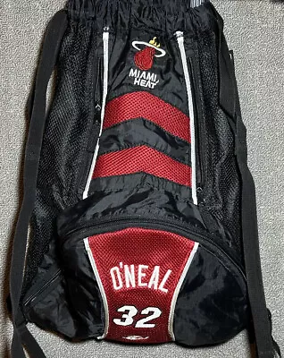 Vintage Reebok Backpack Shaq O'Neal NBA Miami Heat Team Black/Red Carry Sack • $25