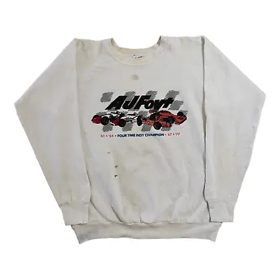 Vintage 80s AJ FOYT INDY CHAMPION Mens Jumper XL | Sweatshirt Racing • $35