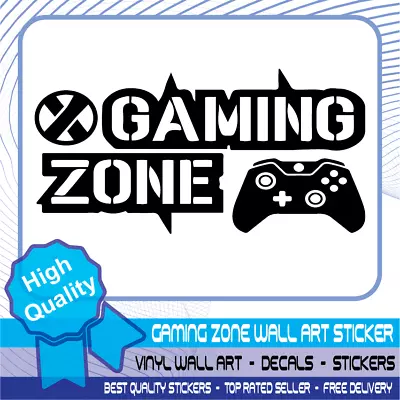 Gaming Zone Wall Stickers Xbox One Controller Gamer Vinyl Decals Kids Bedroom • £3.99