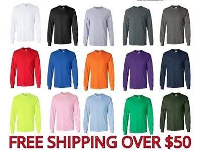 Gildan Men's Long Sleeve Ultra Cotton T-Shirt 2400 S-5XL Choose Color/Size Crew • $7.99