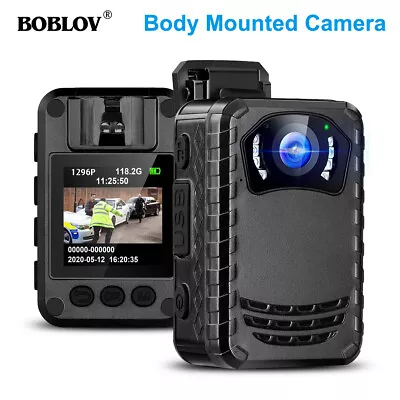 Boblov Body Camera 1296P Police Camera Security Camcorder IR Night Vision +128GB • $115.99