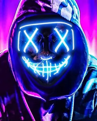 LED Purge Mask Glow In Dark Light Up Halloween Costume Scary Rave Festival Party • $12.49