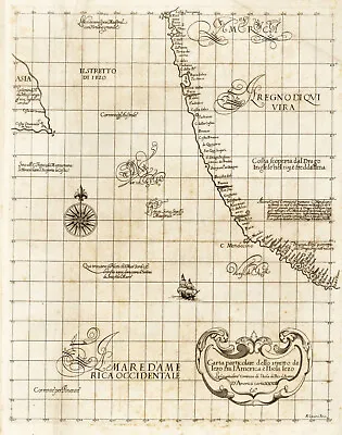 1647 Sea Chart Of The Northwest Coast Of North America Map Poster Print Decor • $13.95