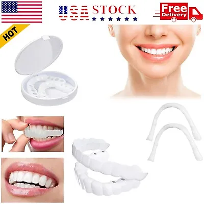 $8.49 • Buy Snap On Upper And Bottom Set False Teeth Dental Veneers Denture Tooth Cover US