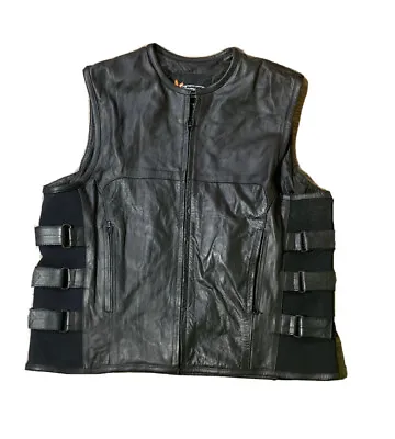 $49.99 • Buy Xelement Men’s Leather Motorcycle Tactical Vest Size 3XL