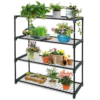 4 Tier Mini Greenhouse Shelf Staging Rack Shelf Planter Display Steel Mesh Rack • £18.89