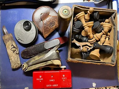 Vintage Antique Estate Junk Drawer Lot Leather Cased Items • $15