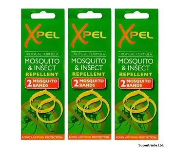 Adult Xpel Tropical Formula Mosquito & Insect Repellent Bands (DEET FREE) X 3 • £4.90