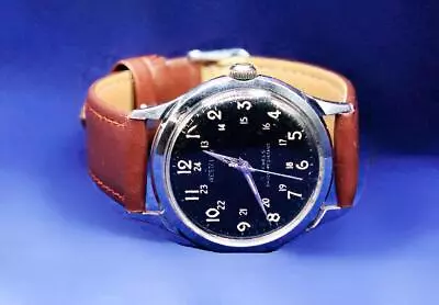 VTG MENS WESTCLOX 1950s MILITARY STYLE 24 HR DIAL 17 JEWEL HAND-WIND MOVEMENT • $46.95