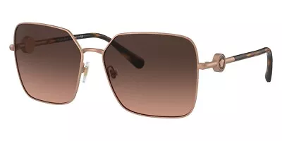 RARE New VERSACE Matte Pink Gold Square Metal Womens Sunglasses VE 2227 1466G9 • $299.95