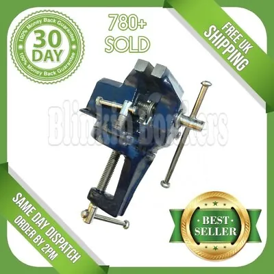 Swivel Base Vice Small 60mm Jaw Revolving Table Top Work Bench Desk Clamp On • £8.79