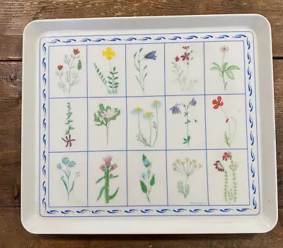 Vintage Melamine Serving Tray Wildflowers - Made In Italy -  12x10 1/2  • $16