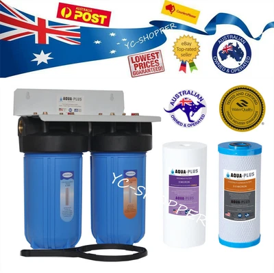 $150.95 • Buy 10  X 4.5  Big Blue Twin Whole House Water Filter System 2 Stages 1  Brass Port