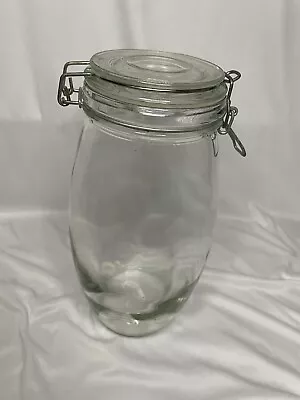 Vintage Large Glass Canister With Hinged Bail Lid Air Tight Great Condition! • $17.97