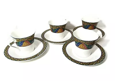 Sao Paulo By Mikasa Lot Of 4 Cups Saucers Ultima+ HK700 Floral Mosaic Festive • $44.58