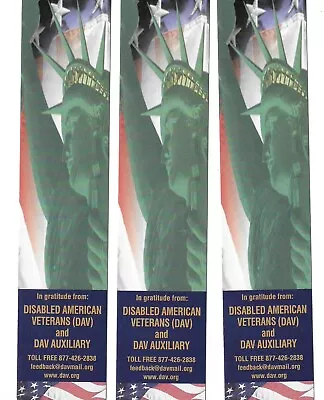 Vintage Patriotic American Flag Bookmark Lot (3) Statue Of Liberty Disabled Vets • $6.95