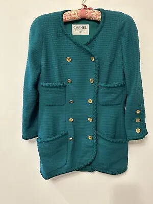 Vintage Chanel 38  Green  Boucle Jacket • $1300