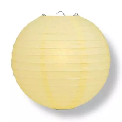 20  Lemon Yellow Chiffon Round Paper Lantern Even Ribbing Hanging Decoration • $3.28