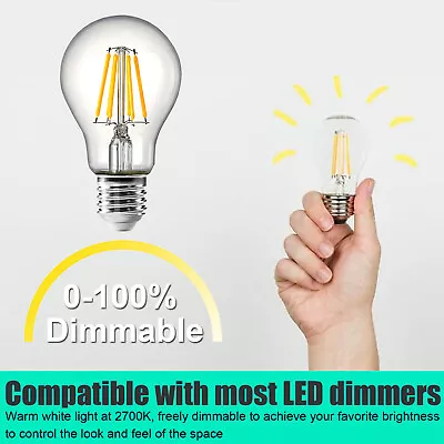 6Pcs Vintage Filament Edison Bulb Dimmable E26 Decorative Industrial Lights • $9.99