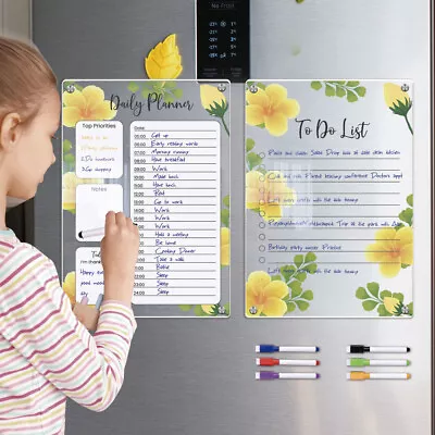 Magnetic Fridge Whiteboard Weekly Monthly Planner Erase Calendar Board+6 Pens • £8.78