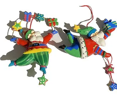 Vintage Midwest  Santa Claus Christmas Ornaments Large 6” Whimsical Present Xmas • $14.98