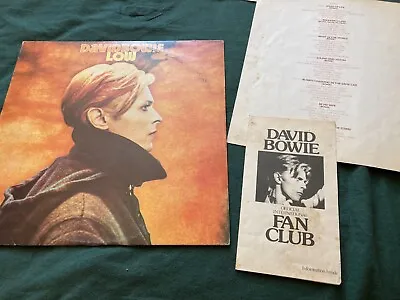 David Bowie ORIGINAL VINYL LP Low W/ STICKERED SLEEVE FAN CLUB BOOKLET & INSERT • £61.99