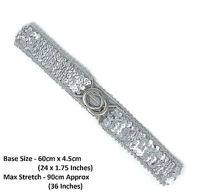 *UK* Sequin Silver With Trim Stretch Elastic Slim Belt Waistband Corset New Gift • £4.99