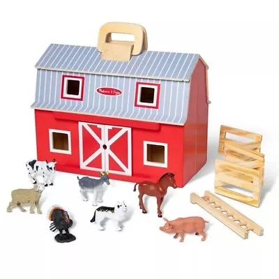 Melissa & Doug Fold And Go Wooden Barn Play Set • $49.99