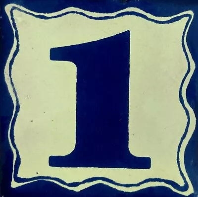 Mexican Tile House Number Address Numbers Ceramic House Number Talavera Blue # 1 • $2.50