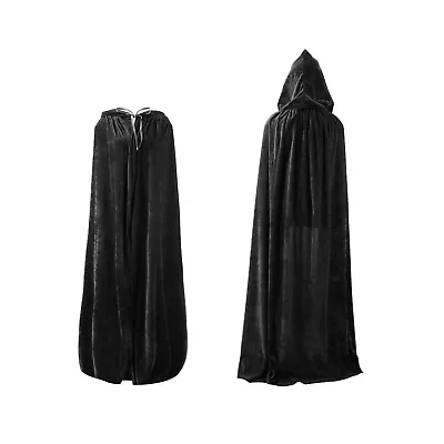 US Medieval Vampire Velvet Hooded Cloak Long Robe Witch Capes Halloween Costume • $12.99